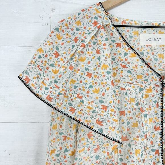 The Great Flounce Top Women M Whip Stitch Floral Ruffle Sleeve Cottage Boho $295 - Picture 5 of 16